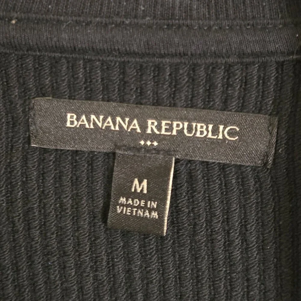 Banana Republic Ribbed Texture Jacket Black Full Zip Snap Pockets Size M